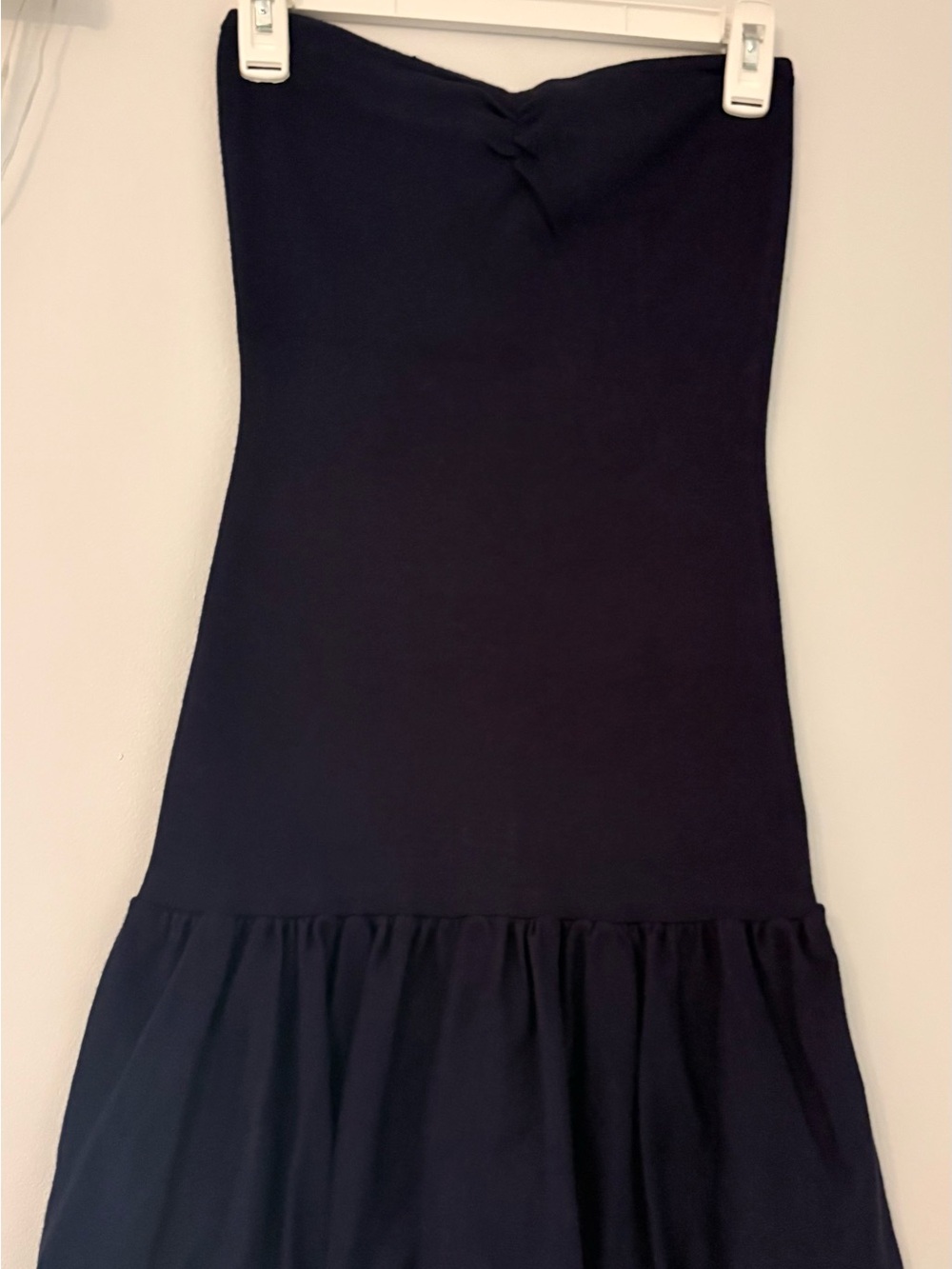Classic Strapless Navy Blue Ruffle-Bubble Dress
